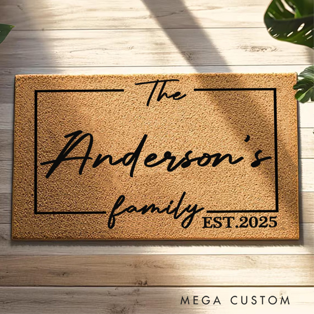 Personalized Family Name Doormat Custom Door Mat New Home Gift Housewarming Wedding Gift for Couples Christmas Gift for Family