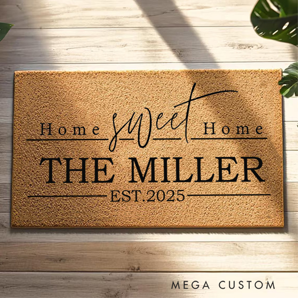 Personalized Doormat Home Sweet Home Doormat New Home Gift Housewarming Wedding Gift for Couples Christmas Gift for Family