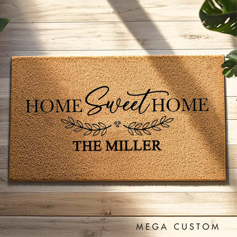Personalized Doormat Custom Home Sweet Home Doormat New Home Gift Housewarming Gift Wedding Gift for Couples