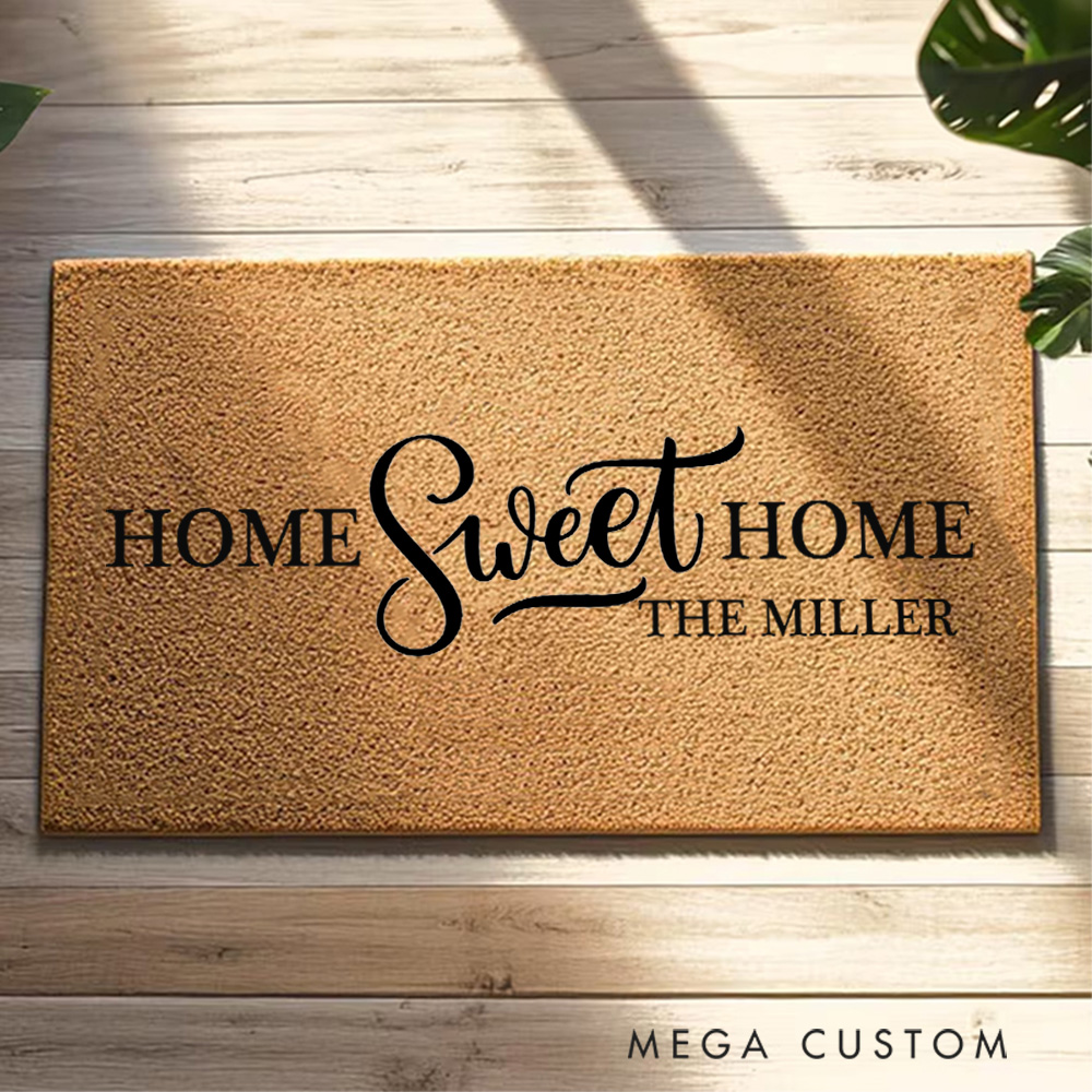 Personalized Doormat Custom Home Sweet Home Door Mat New Home Gift Housewarming Wedding Gift for Couples Home Sweet Home Doormat Christmas Gift