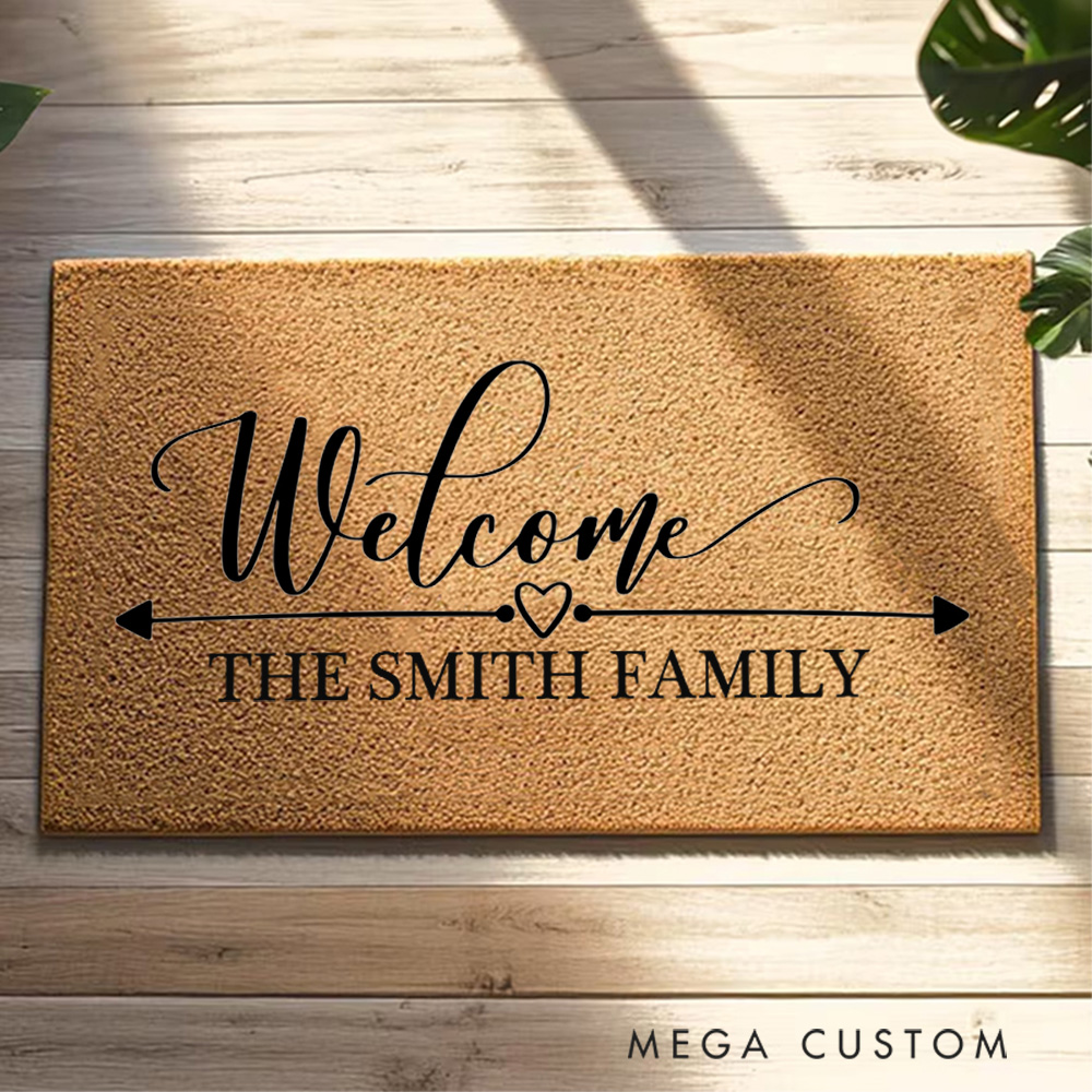 Personalized Welcome Doormat Custom Family Doormat Housewarming Gift Closing Gifts First Home Gifts Christmas Gift for Family New Home Gift