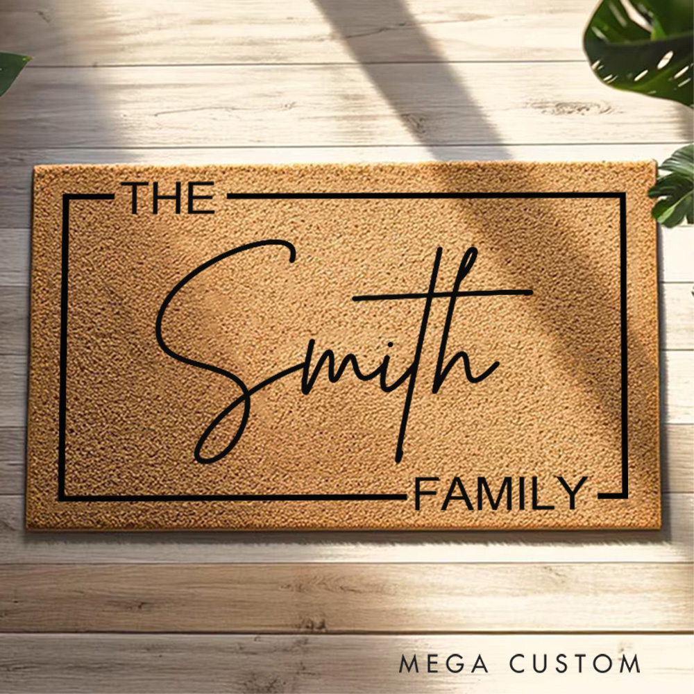 Personalized Doormat Modern Family Welcome Mat With Family Name New Home Gift Housewarming Wedding Gift for Couples Christmas Gift for Family