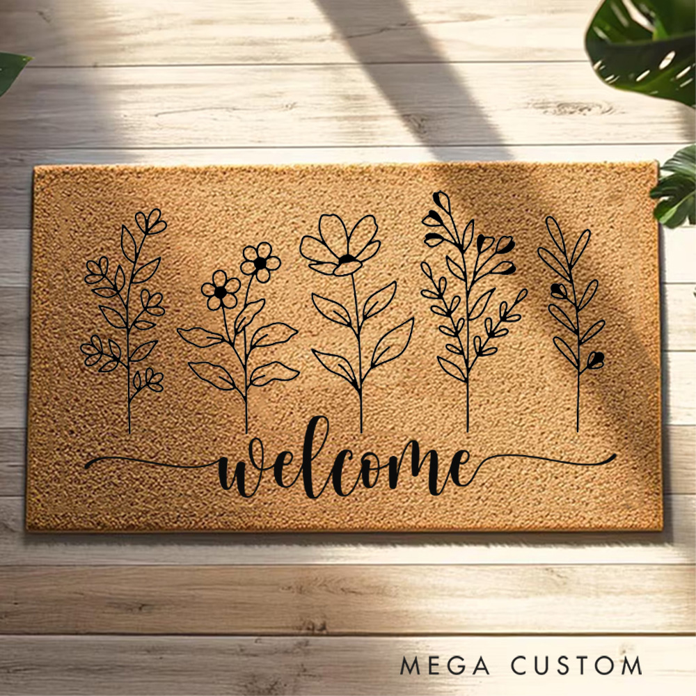 Personalized Floral Welcome Doormat A Beautiful Housewarming Gift New Home Gift Housewarming Gift Closing Gifts First Home Gifts Christmas Gift