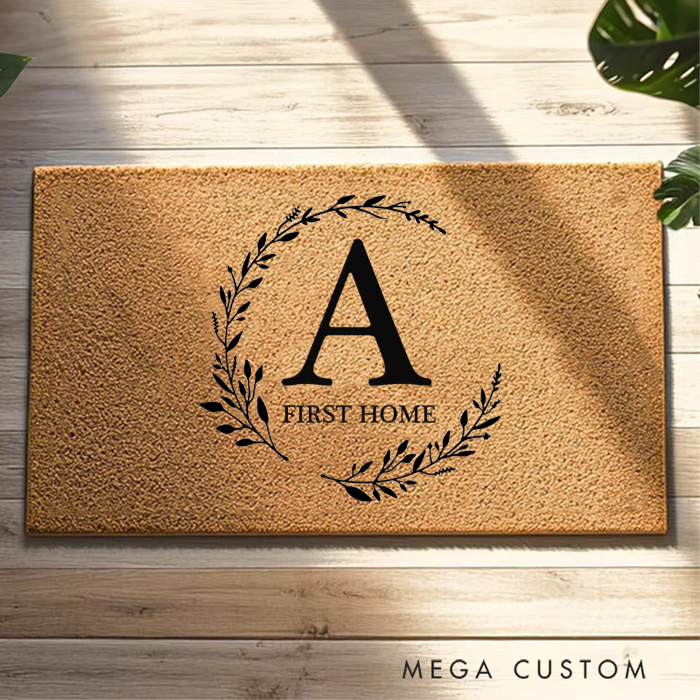Personalized Doormat Custom Monogram Wreath Doormat New Home Gift Housewarming Wedding Gift for Couples First Home Gift Christmas Gift for Family
