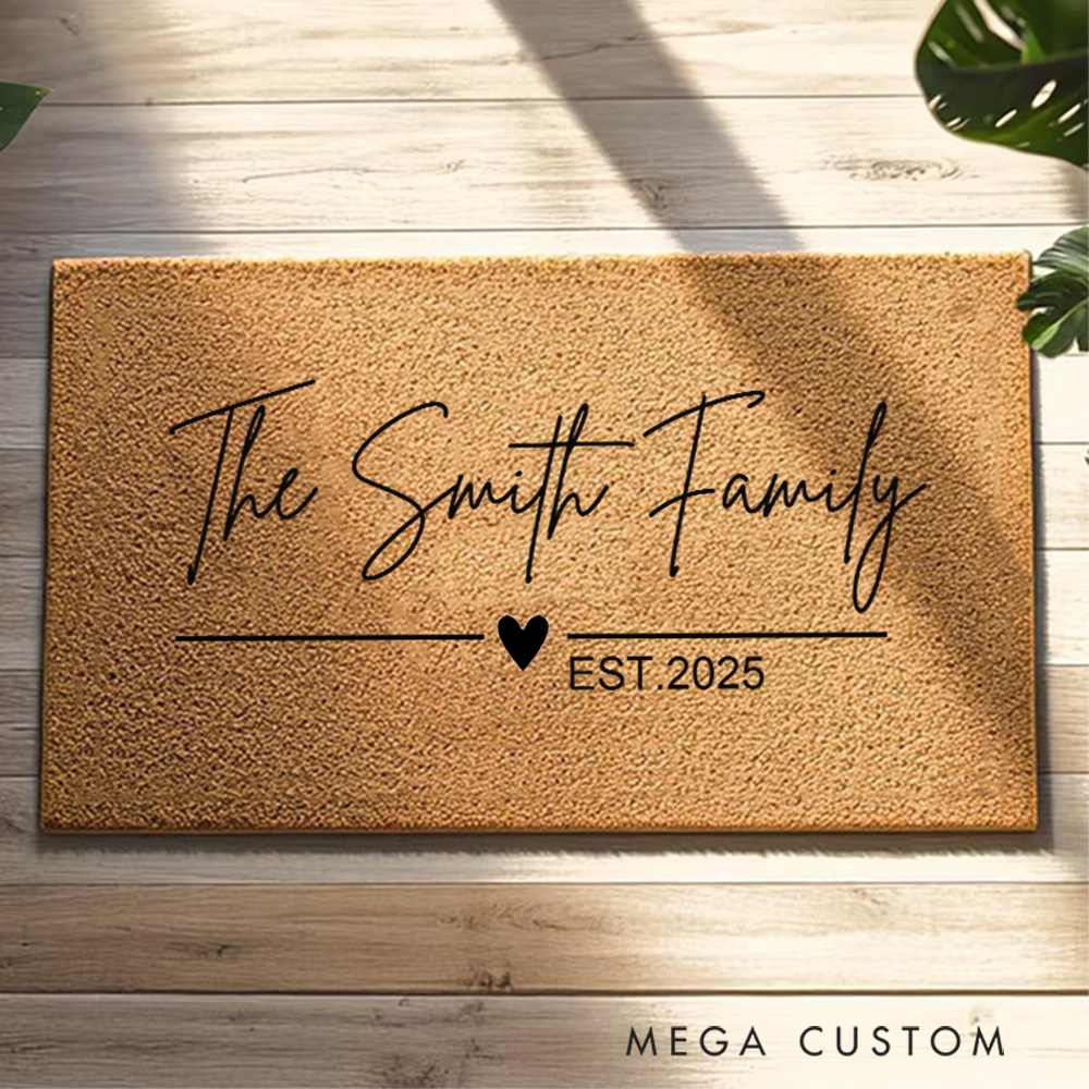 Personalized Modern Family Doormat New Home Gift Housewarming Gift Wedding Gift for Couples Christmas Gift for Family