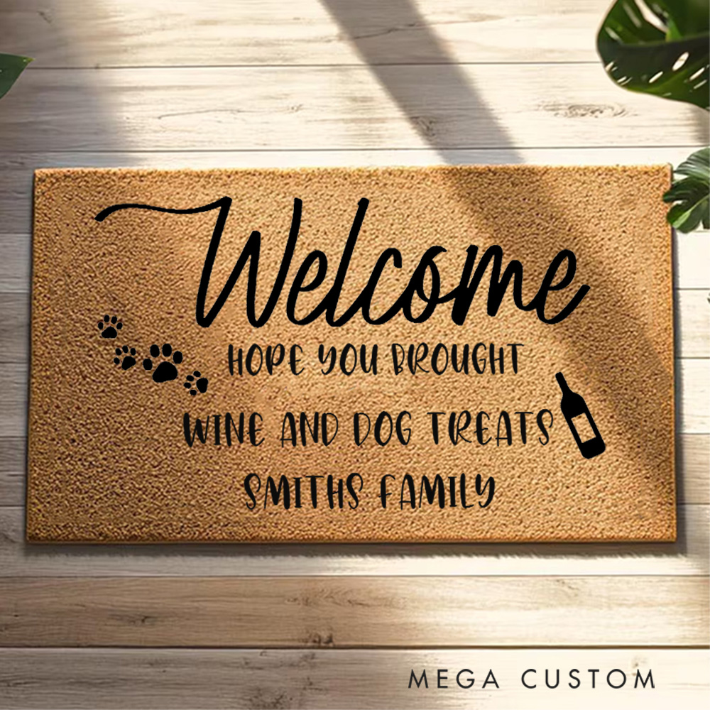 Personalized Doormat Humorous Pet Lover Doormat Fun Personalized Housewarming Gift for Families with Dogs First Home Gifts Christmas Gift