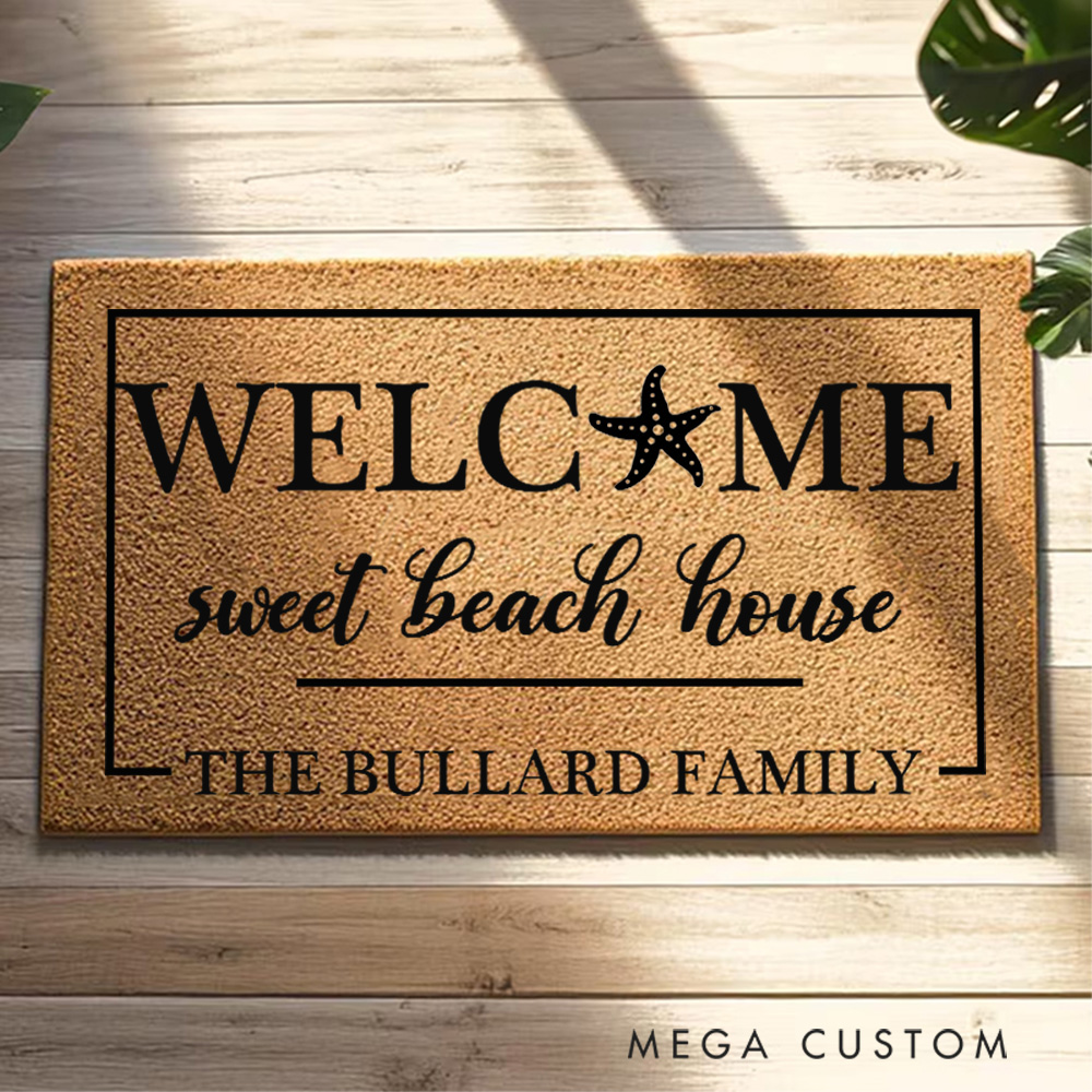 Personalized Beach House Welcome Doormat New Home Gift Housewarming Wedding Gift for Couples First Home Gifts Christmas Gift for Family