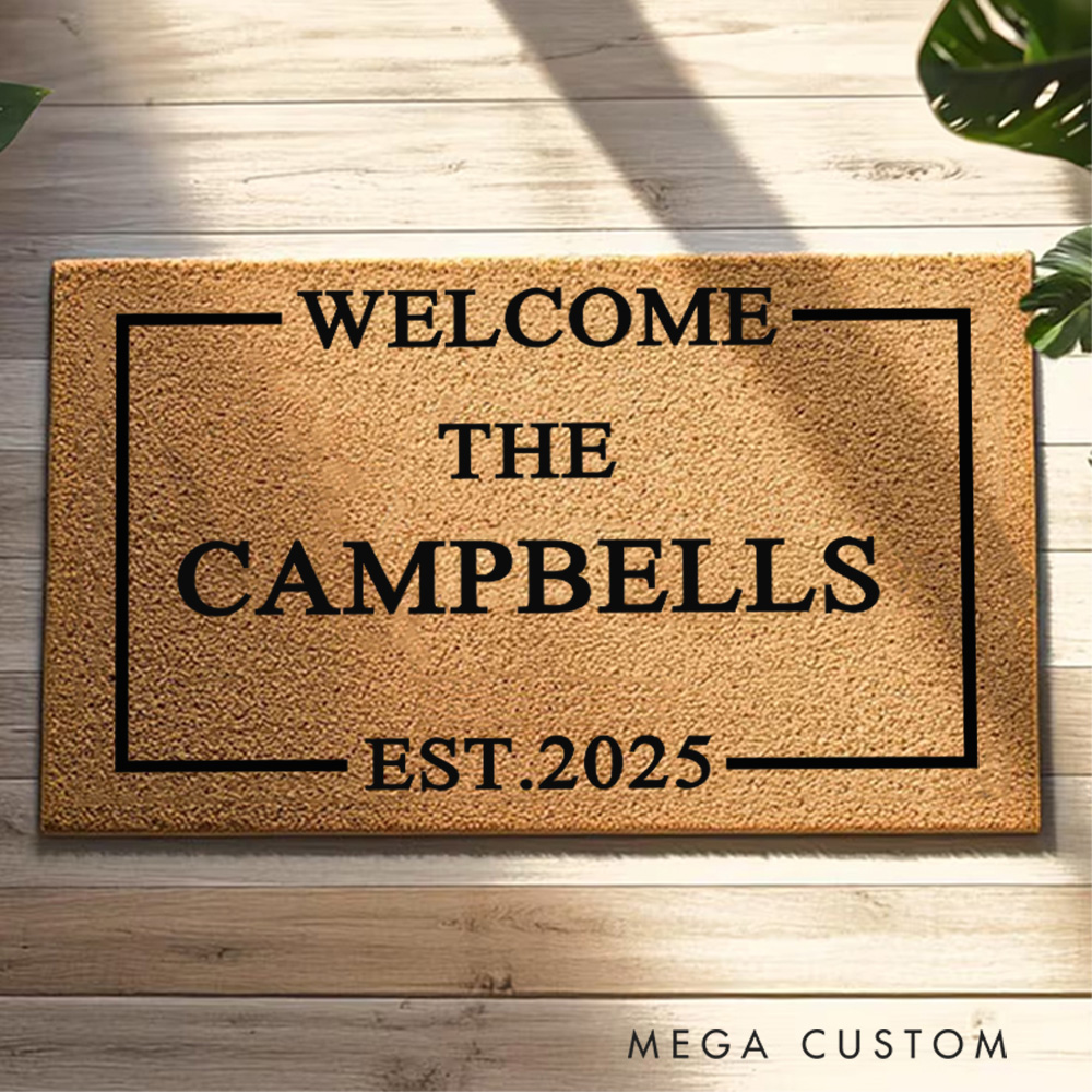 Personalized Doormat Custom Classic Welcome Mat With Family Name New Home Gift Housewarming Wedding Gift for Couples Christmas Gift