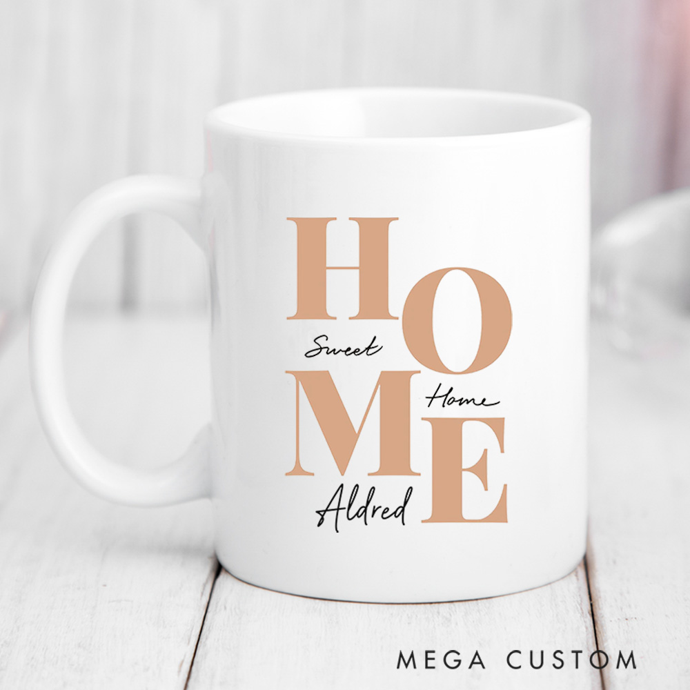 Personalized Mugs Custom Home Sweet Home Coffee Mug 15oz Ceramic White Housewarming Mug New Home Gift Homeowners Cup Newly Wed Gift for Couple 