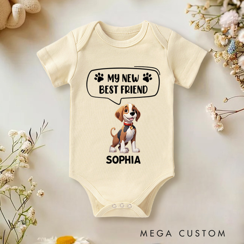 Personalized Our New Best Friend Baby Onesie