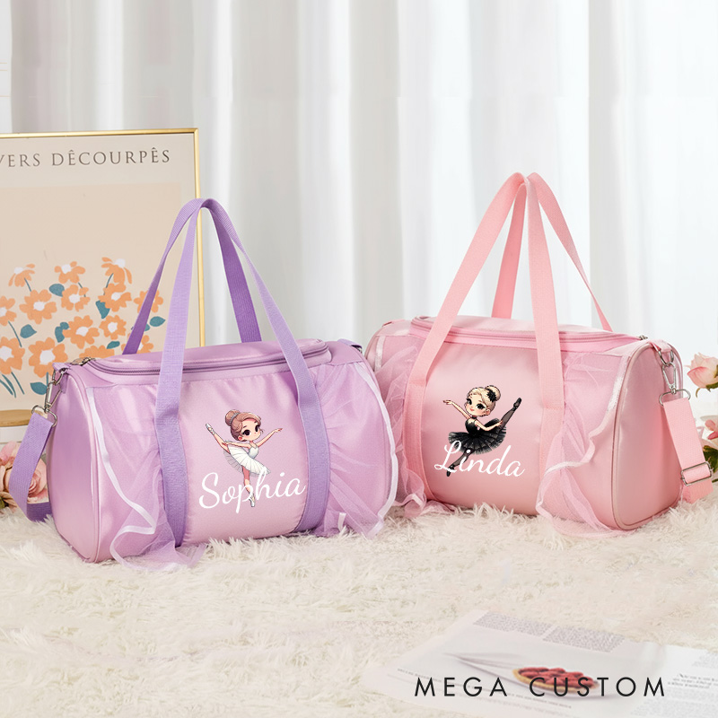 Personalized Cartoon Swan Lake Dance Bag for Girls Name Duffle Bag Pink Ballet Dance Bag Gymnastic Cheer Girls Christmas Gifts Back To School Gifts