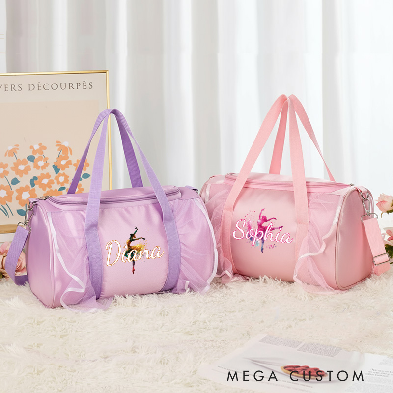 Personalized Ink Ballerina Dance Bag for Girls Name Duffle Bag Pink Ballet Dance Bag Gymnastic Cheer Girls Christmas Gifts Back To School Gifts