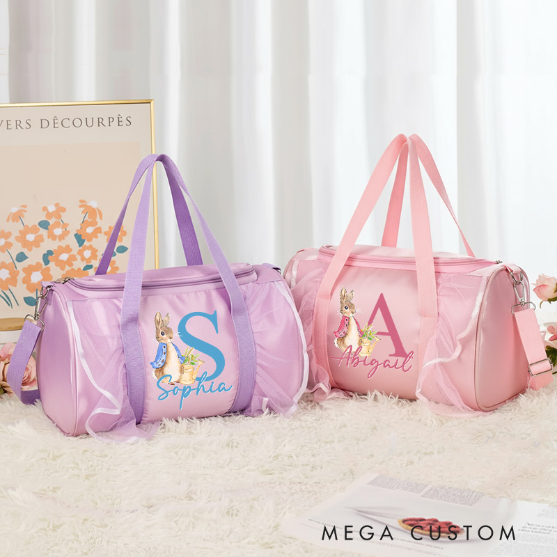 Personalized Cartoon Bunny Dance Bag for Girls Cute Backpack Pink Ballet Dance Bag Gymnastic Cheer Girls Christmas Gifts Back To School Gifts