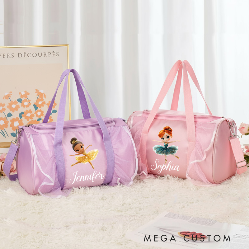 Personalized Classic Cartoon Ballerina Dance Bag for Girls Duffle Bag Pink Ballet Dance Bag Gymnastic Cheer Girl Christmas Gift Back To School Gift