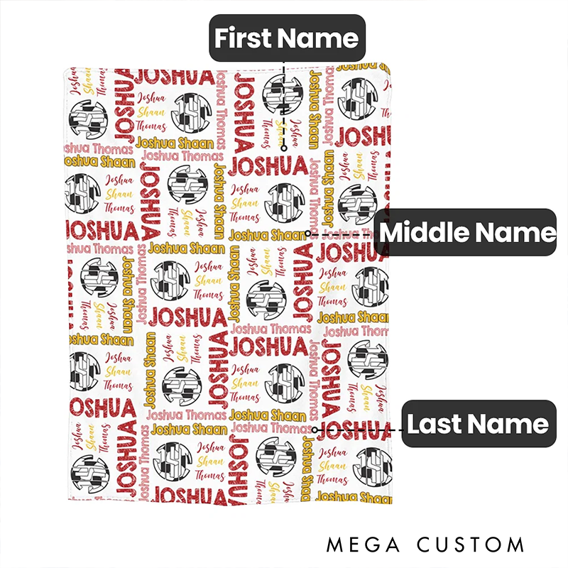 Personalized Soccer Blanket with Custom Names Perfect for Players and Fans