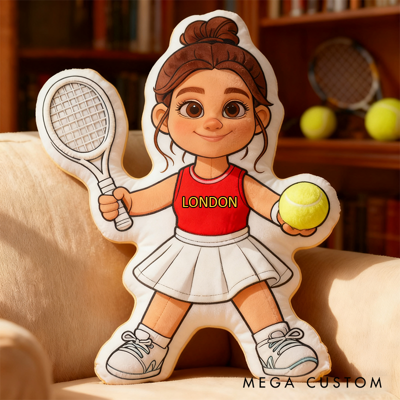 Personalized Graphic3DPrint Girl Tennis Pillow with Custom Name for Tennis Fans