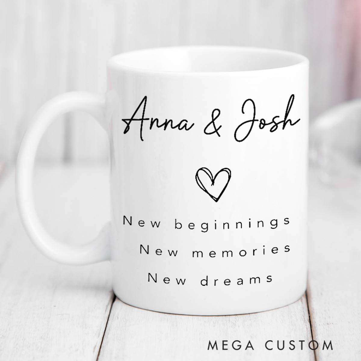 Personalized 15oz Mugs Custom Wedding Mugs Gift New Bride and Groom Husband and Wife Coffee Cup Housewarming Gift NewlyWed Gift for Couple New Home Gift