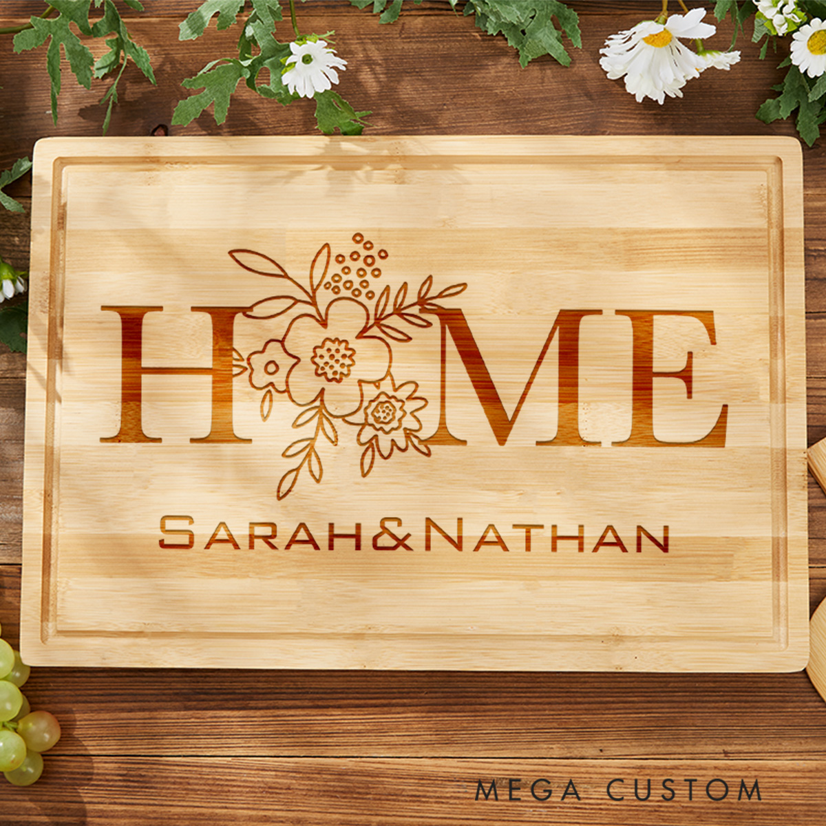 Personalized Housewarming Cutting Board Home Floral Design with Custom Names Unique New Home Gift Our First Home Chopping Board For Couple