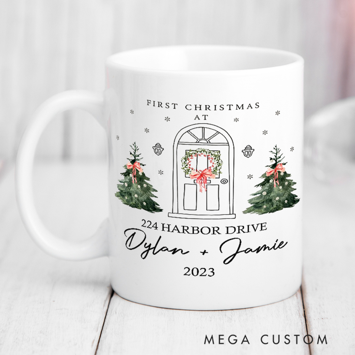 Personalized Couple Mug Custom First Christmas Mug Holiday Coffee Mug Christmas Stocking Stuffer Christmas Decor and Tree Mug Housewarming Gifts