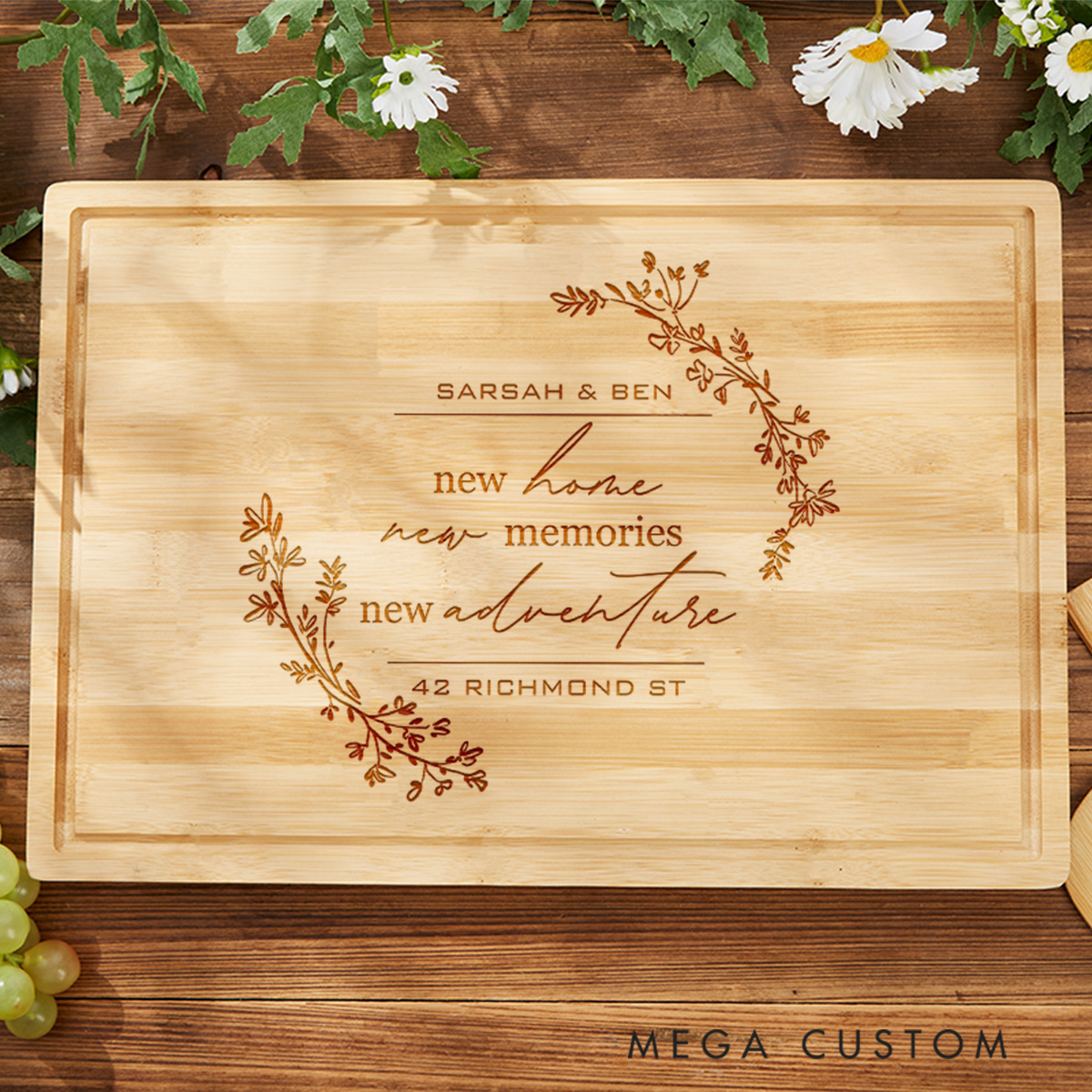 Personalized Bamboo Cutting Board New Home New Adventure New Memories Cutting Board Housewarming Gift For Couple Wedding Gift