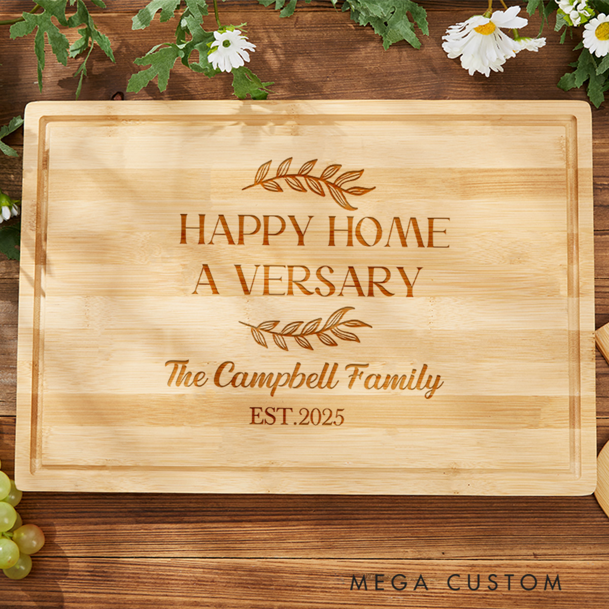 Personalized Cutting Board Custom Engraved Charcuterie Board Bamboo Cheese Board Housewarming Gift Happy Home Anniversary Cutting Board For Family