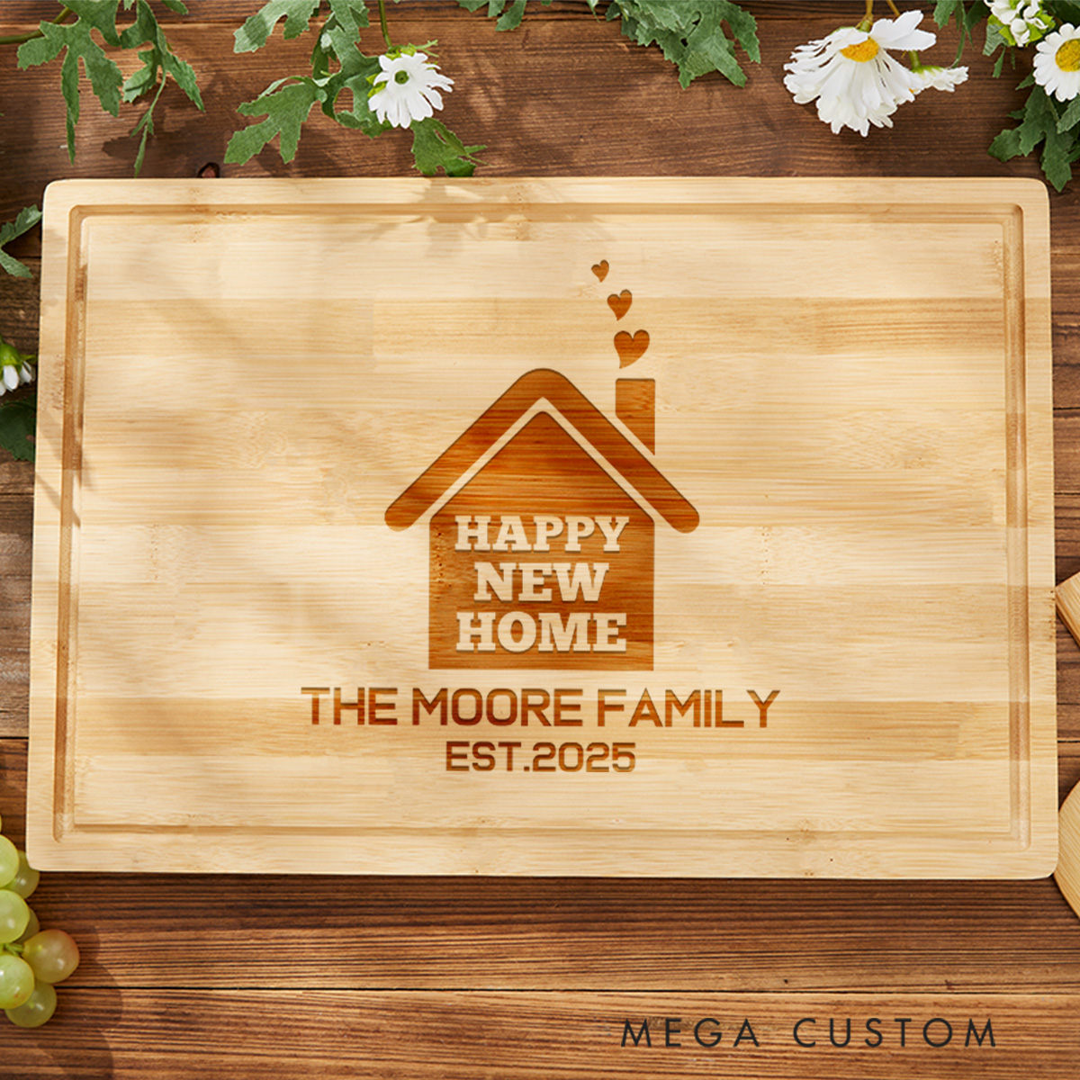 Personalized Cutting Board Custom Engraved Charcuterie Board Happy New Home Cutting Board - Personalized Housewarming Gift For Family
