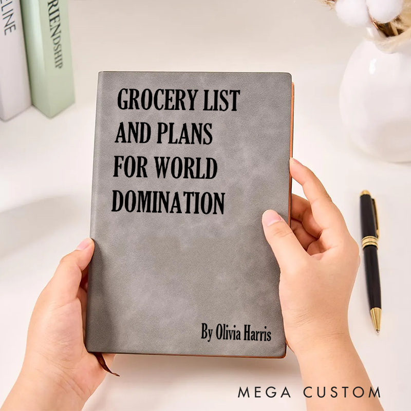 Personalized Funny Sarcastic Notebook Grocery List and Plans for World Domination Office Coworker Gift