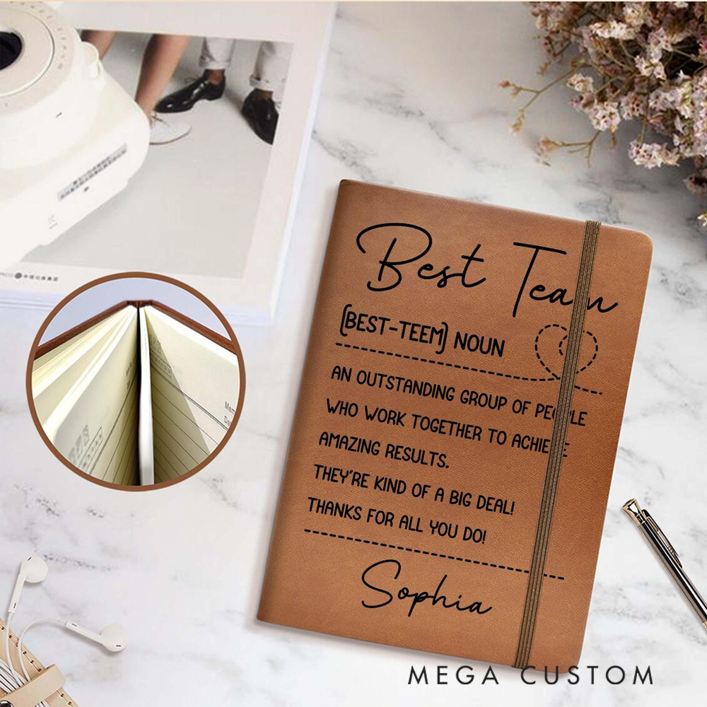 Personalized Leatherette Notebooks Best Team Definition Design Custom Name Design Gift
