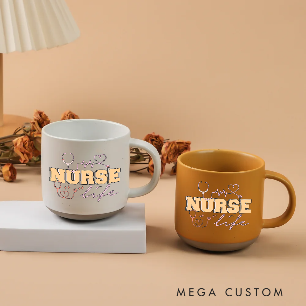 Personalized Nurse Two-Tone Ceramic Mug Gift Custom Name and Nurse Life Design Mugs Gift