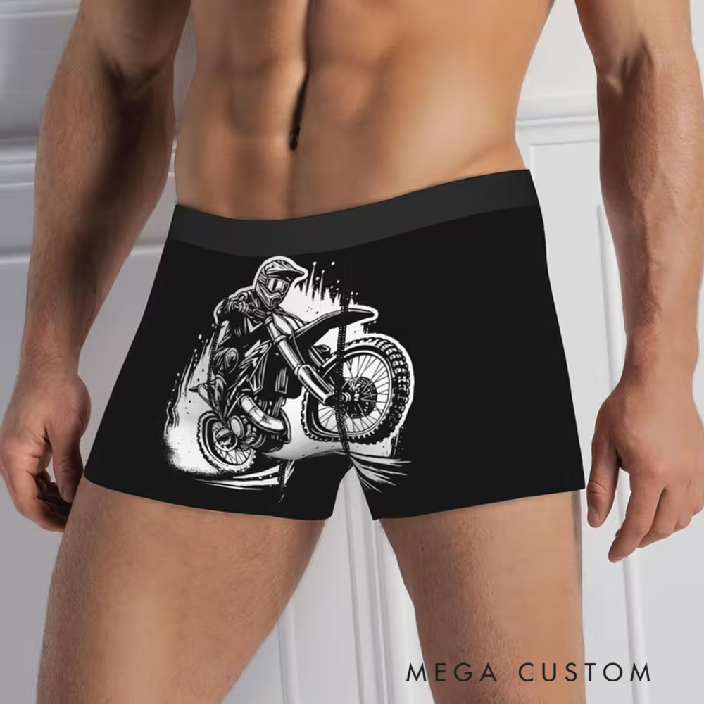 Personalized Motorcycle Enthusiast Men's Boxer Briefs Custom Photo Design Gift