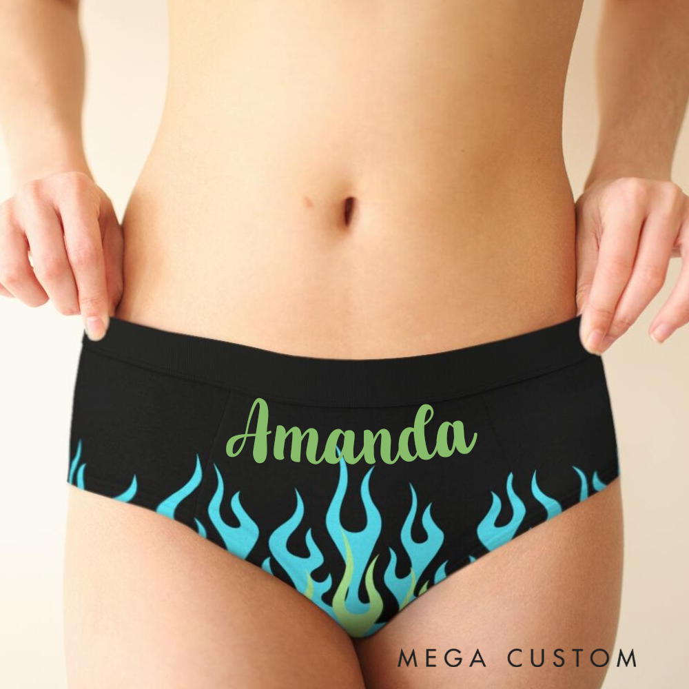 Personalized Women's Firefighter Themed Underwear with Flame Design Gift