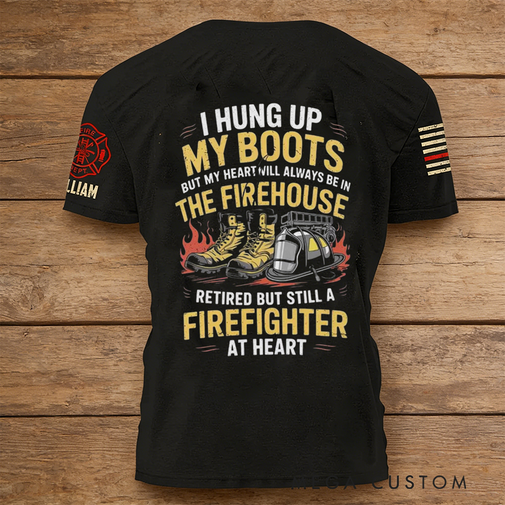 Personalized Retired Firefighter T-Shirt with Heartfelt Quote and Custom Name A Tribute to Lifelong Service