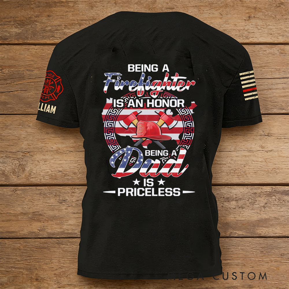 Personalized Firefighter Dad T-Shirt with Heartfelt Quote and Custom Name Perfect Gift for Heroic Fathers