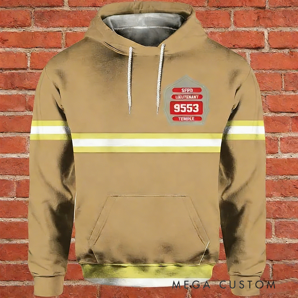 Personalized Firefighter Full Print Hoodie Gift Custom Badge Design