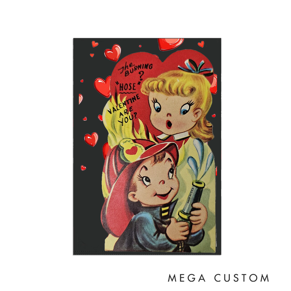 Personalized Valentine's Day Firefighter Garden Flag Custom Text Design Gift