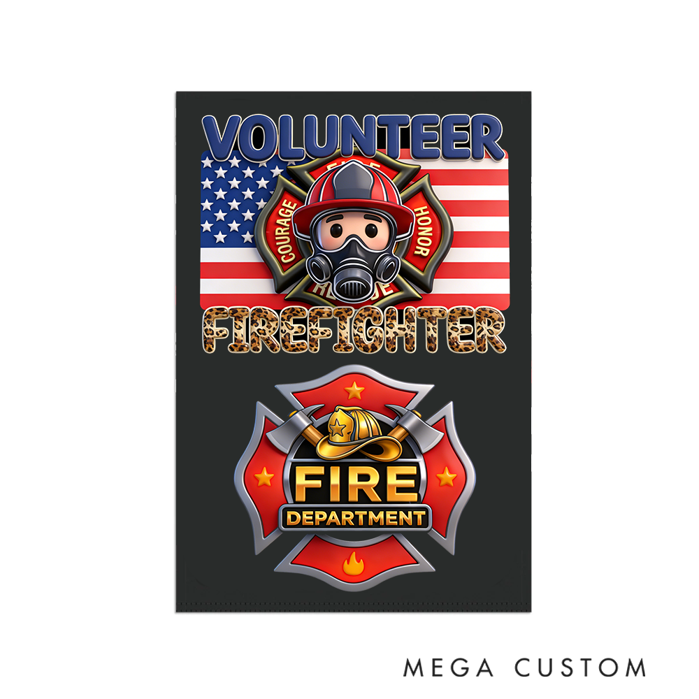 Personalized Firefighter Garden Flag Volunteer Fire Department Design Gift