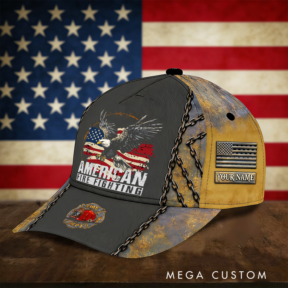 Personalized Firefighter Full Print Cap American Firefighting Design Firefighter Gifts