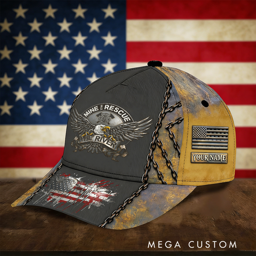 Personalized Firefighter Full-Print Cap Rugged Mine Rescue Design Firefighter Gifts