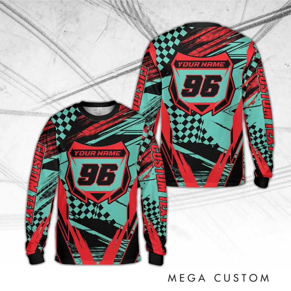 Personalized Motocross Racing Jersey Custom Mesh Knit Off-Road Shirt with Bold Graphics