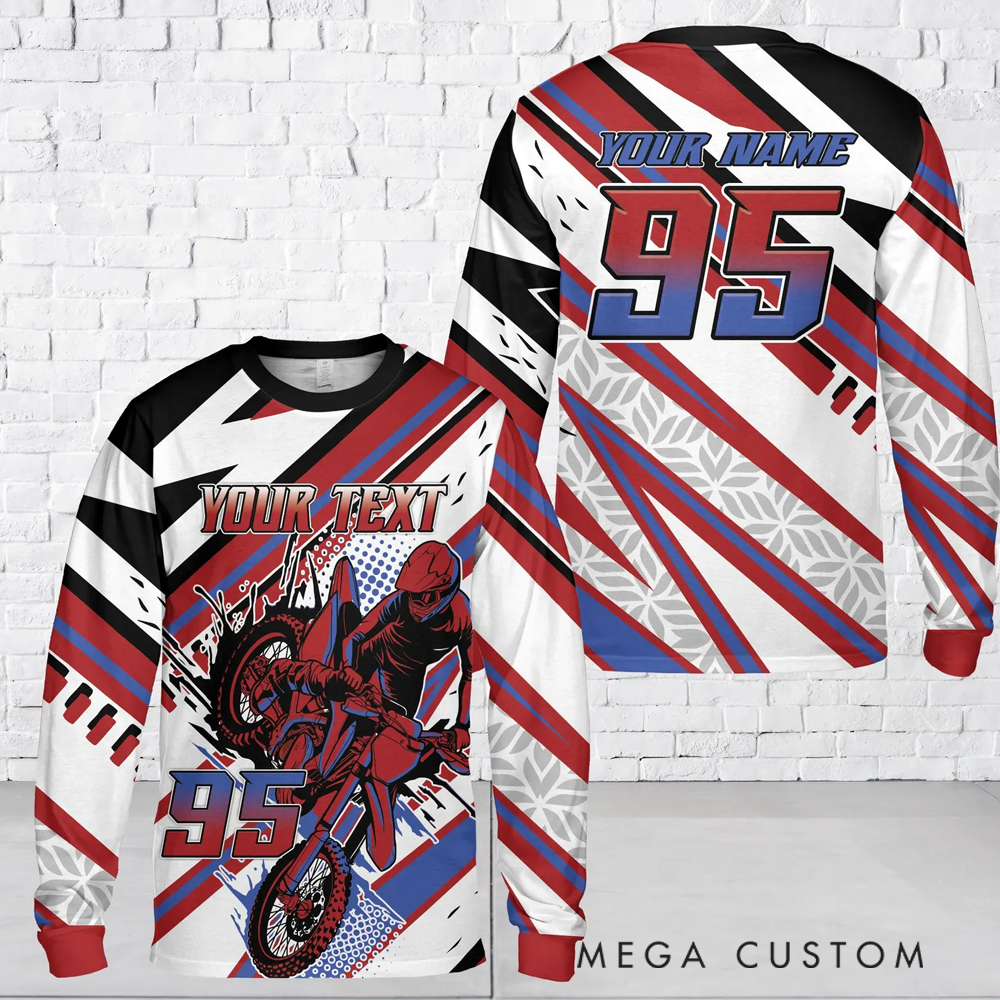 Personalized Motocross Racing Jersey Custom Mesh Knit Off-Road Shirt with Rider Graphics