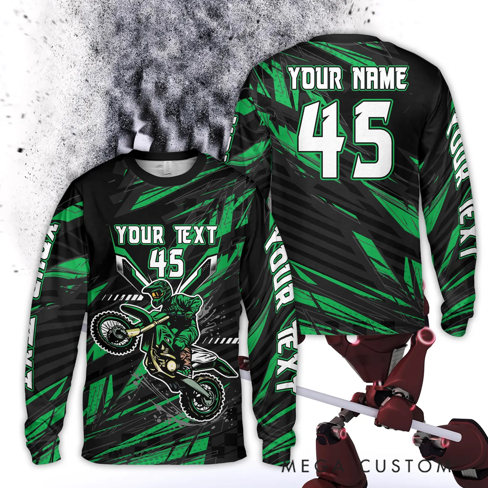 Personalized Motocross Racing Jersey Custom Mesh Knit Off-Road Shirt with Dynamic Rider Design