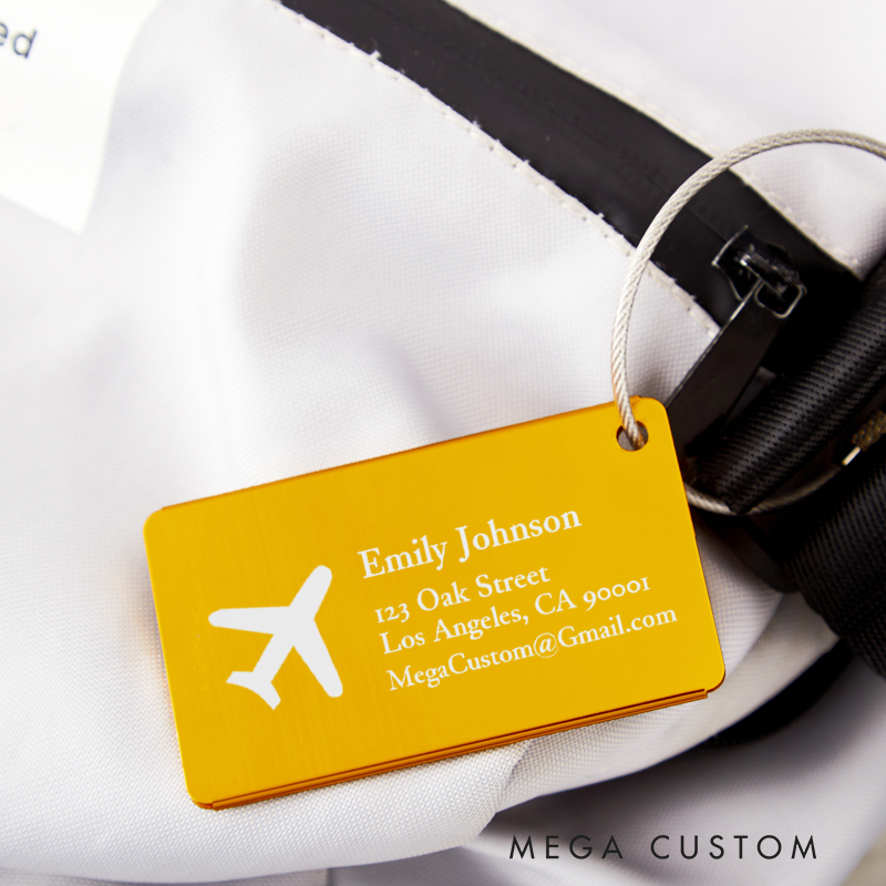Personalized Metal Luggage Tag Gift for Vacation Bag ID Suitcase Tag Traveling Lovers Gift