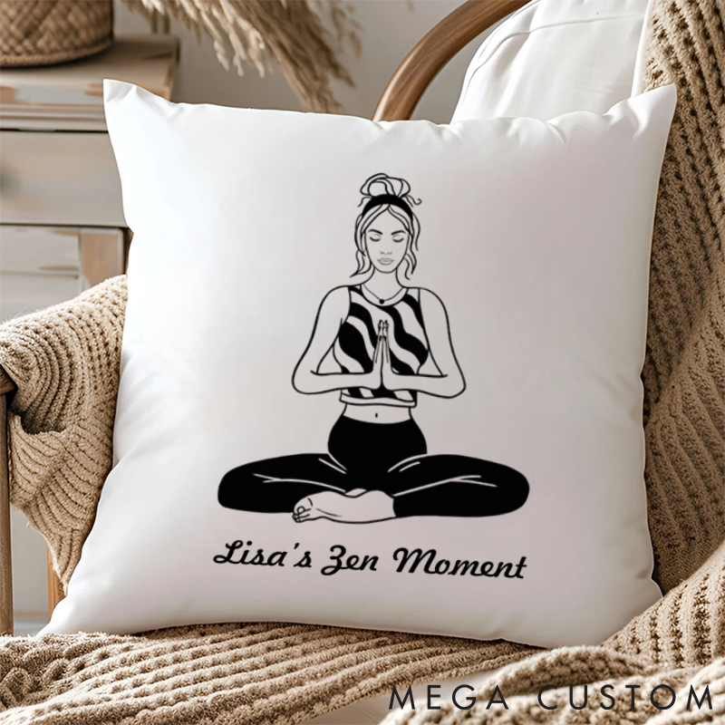 Personalized Yoga Pillows with Elegant Meditation Motif Custom Name Yoga Pillows Gift Idea for Yoga Lover