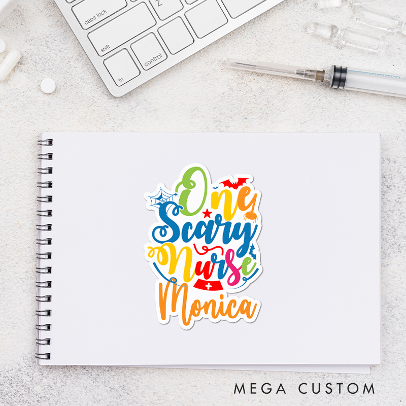 Personalized Nurse Stickers One Scary Nurse Personalized Sticker Funny Nurse Sticker Vinyl Die Cut Sticker