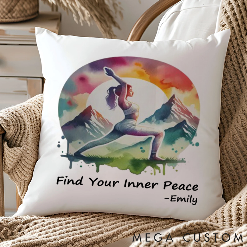 Personalized Yoga Pillows with Nature Theme Custom Name Yoga Pillows Gift Idea for Yoga Lover and Pet Lover
