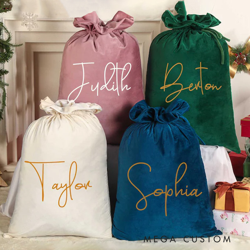 Personalized Velvet Santa Sack Christmas Gift Bag Xmas Gift Bags Christmas Gift Bag for New Year Christmas Party Supplies Favors