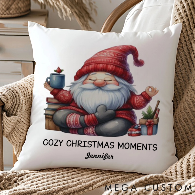 Personalized Christmas Gnome Pillow Meditation Pillow Custom Name Yoga Pillows Gift Idea for Yoga Lover