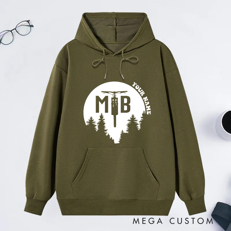 Personalized Mountain Bike Classic Hoodies with MTB Adventure Design for Outdoor Adventures Riding Cycling Biking Enthusiasts