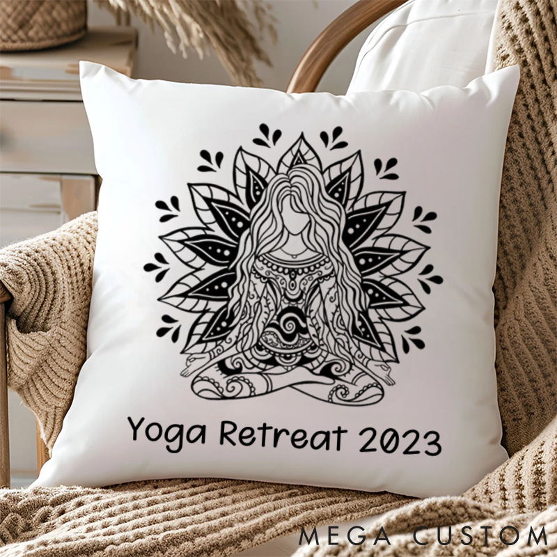 Personalized Yoga Retreat Pillows with Mandala Can Custom Name Yoga Pillows Gift Idea for Yoga Lover