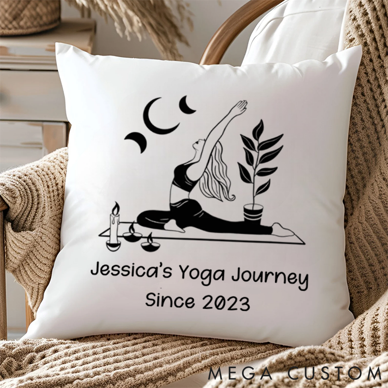 Personalized Yoga Journey Pillows Can Custom Name and Year Yoga Pillows Gift Idea for Yoga Lover